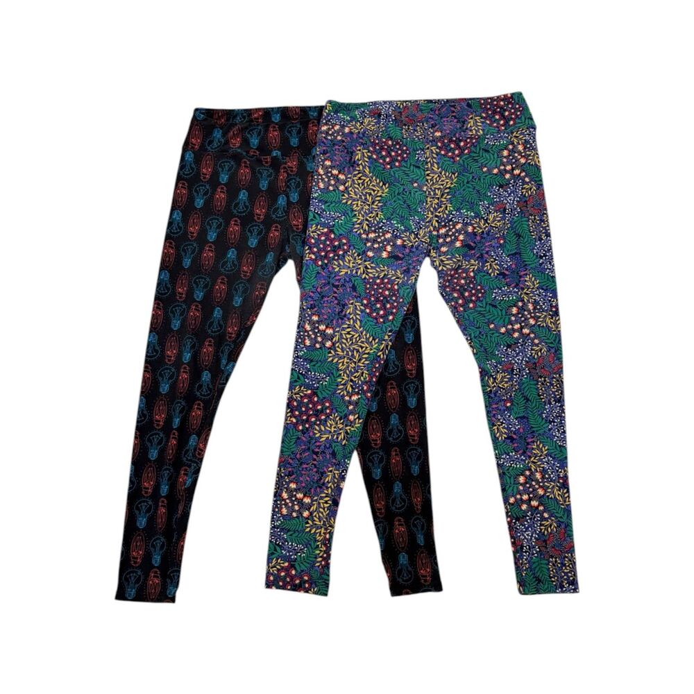 LuLaRoe Bundle of 2 Womens Print Leggings Size Tall & Curvy